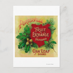 Cartão Postal Oak Leaf Orange LabelPorterville, CA
