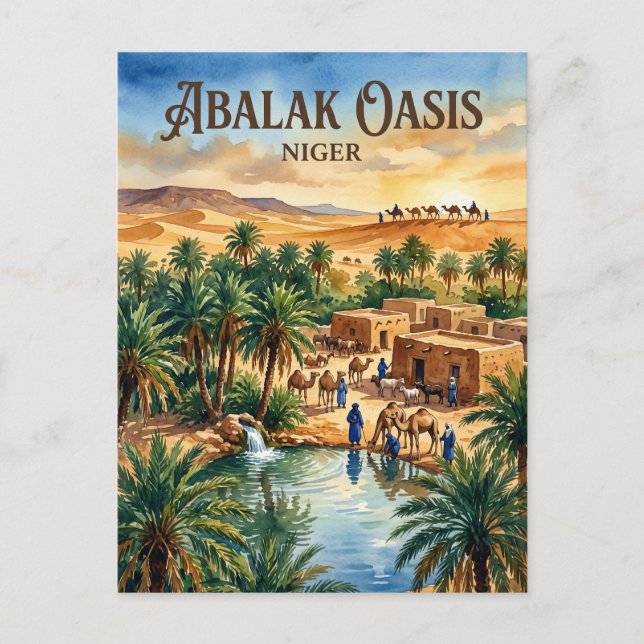 Cartão Postal Oásis de Abalak Níger (Frente)