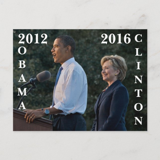 Cartão Postal Obama 2012 e Clinton 2016 (Frente)