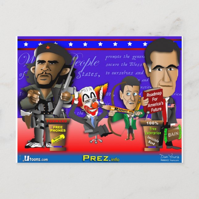 Cartão Postal Obama Biden Romney Ryan (Frente)