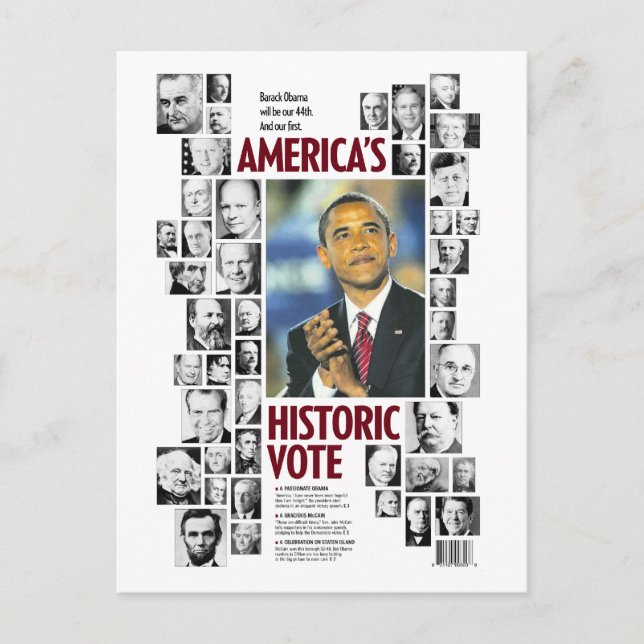 Cartão Postal Obama: Cartão-postal de voto histórico da América (Frente)