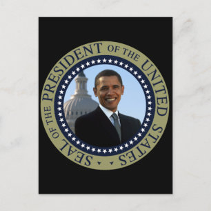 Cartão Postal Obama Seal Dourado