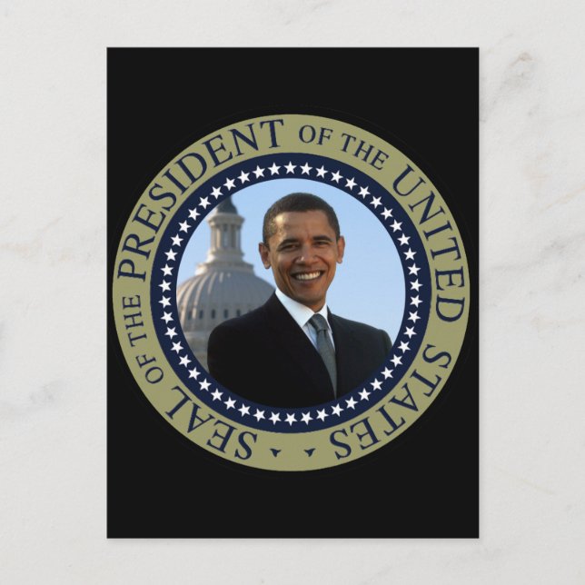 Cartão Postal Obama Seal Dourado (Frente)
