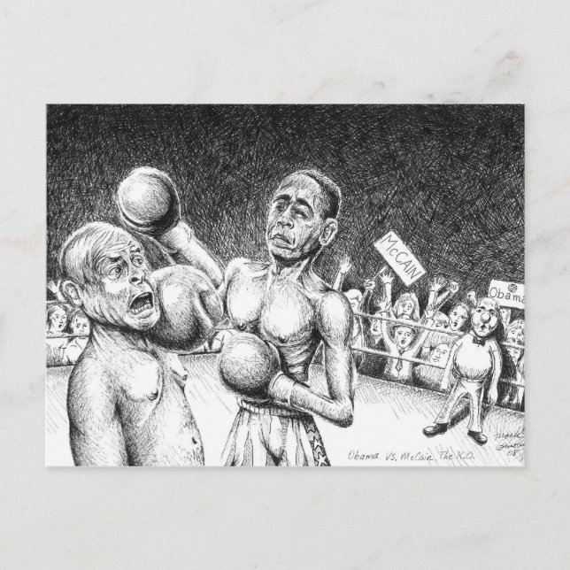 Cartão Postal Obama vs. McCain, o K.O. (Frente)