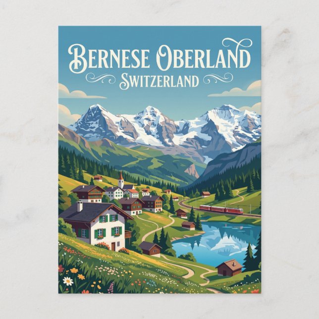 Cartão Postal Oberland Bernês Suíça (Frente)