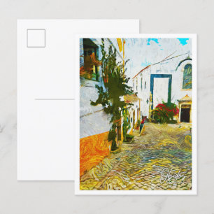 Cartão Postal Obidos Portugal Linda Paisagem de Tintas Petrolífe