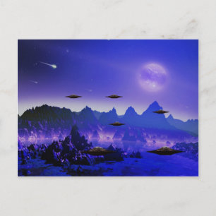 Cartão Postal Objeto voador de OVNI no espaço