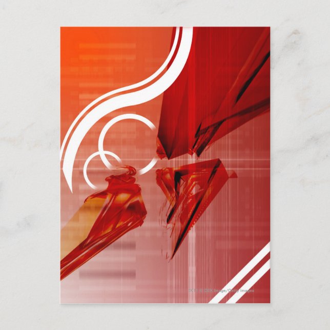 Cartão Postal Objetos vermelhos com linhas brancas (Frente)