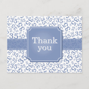 Cartão Postal Obrigado 35 Número Padrão Azul/Branco