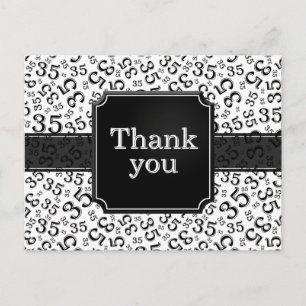 Cartão Postal Obrigado 35 Número Padrão Preto/Branco