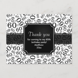 Cartão Postal Obrigado 60 Padrão de Número Aleatório Preto/Branc