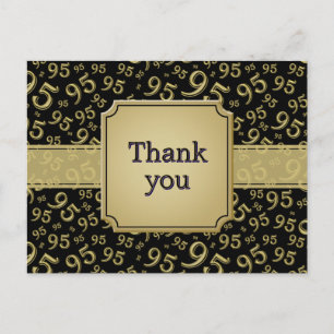 Cartão Postal Obrigado 95 Padrão de Número Dourado/Preto