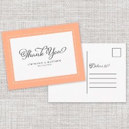 Cartão Postal Obrigado A Casar-Se Com A Caligrafia Moderna Peach