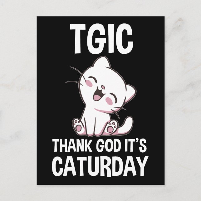 Cartão Postal Obrigado a Deus que é Caturday (Sábado dos Gatos) (Frente)