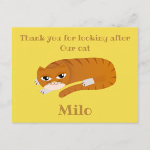 Cartão Postal Obrigado(a) gato cuidador