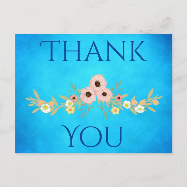 Cartão Postal Obrigado, adorável azul (Frente)
