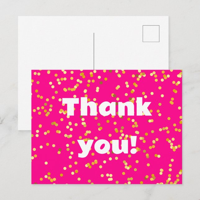Cartão Postal Obrigado amarelo rosa (Frente/Verso)