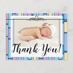 Cartão Postal Obrigado Aniversário Anúncio Um Foto Pastéis