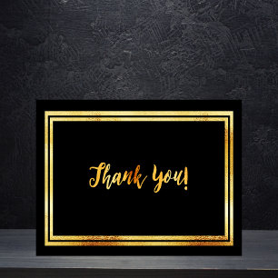 Cartão Postal Obrigado aniversário marco dourado preto