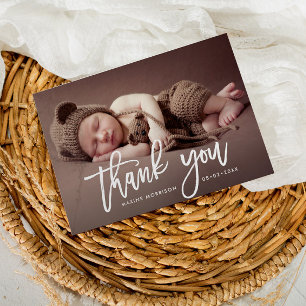 Cartão Postal OBRIGADO   anúncio de nascimento com pincel branco