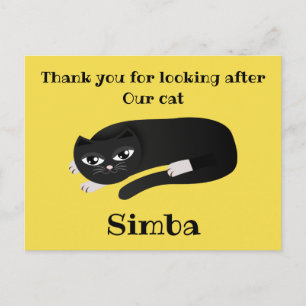 Cartão Postal Obrigado ao gato cuidador
