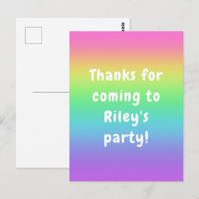 Cartão Postal Obrigado Arco-íris Personalizado (Frente/Verso)