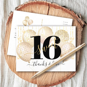 Cartão Postal Obrigado Balões de Aniversário de 16 Anos Luxuosos