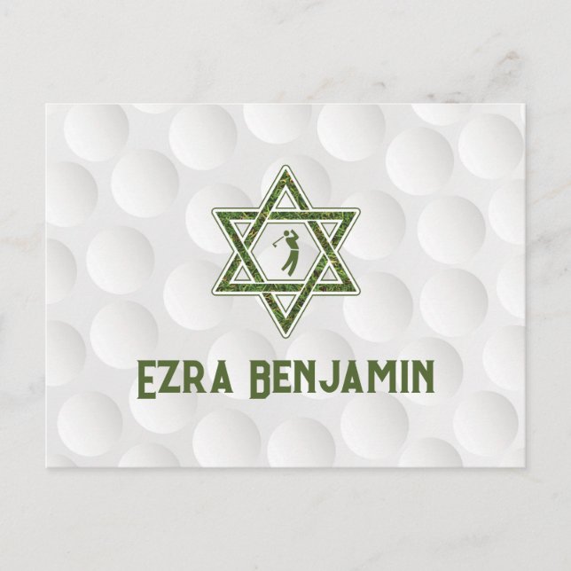 Cartão Postal Obrigado Bar Mitzvah Tema de Golfe (Frente)
