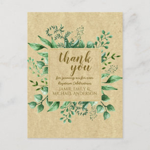 Cartão Postal Obrigado Batismo Folhas Botânicas Russas