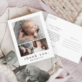 Cartão Postal Obrigado Bebê Moderno Colagem de 3 Fotos