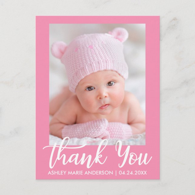 Cartão Postal Obrigado Bebê Rosa Novo (Frente)
