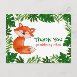 Cartão Postal Obrigado bonito do chá de fraldas | do Fox | do