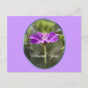 Cartão Postal Obrigado bonito e elegante de flores roxas