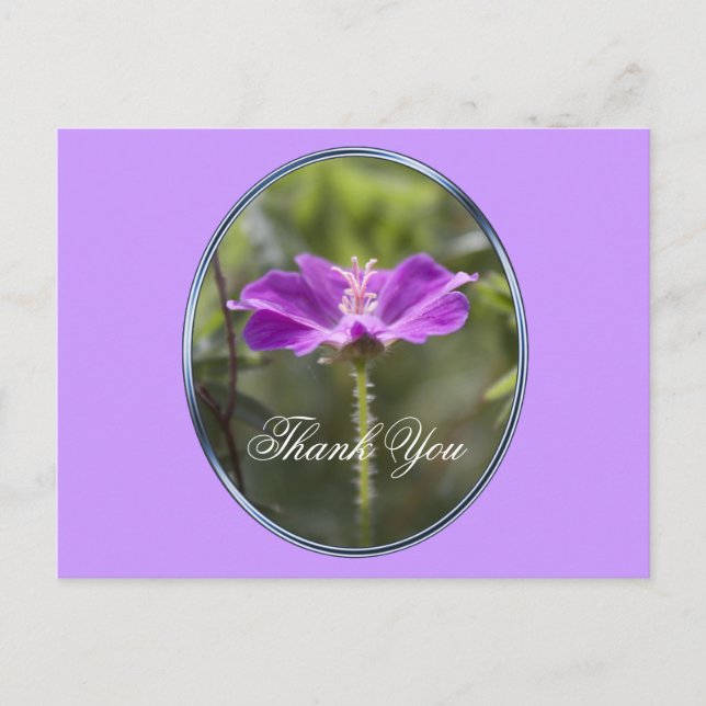 Cartão Postal obrigado bonito e elegante de flores roxas (Frente)