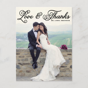 Cartão Postal Obrigado bonito preto do casamento do roteiro voc