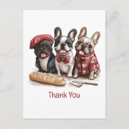 Cartão Postal Obrigado Bonjour Bulldogues Franceses