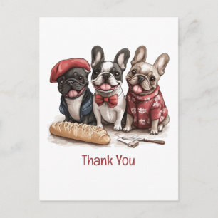Cartão Postal Obrigado Bonjour Bulldogues Franceses