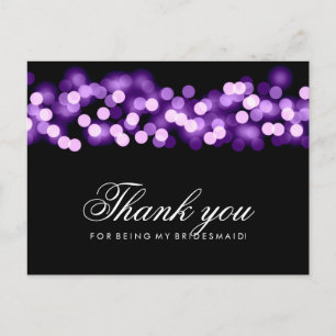 Cartão Postal Obrigado Bridesmaid Purple Hollywood Glam