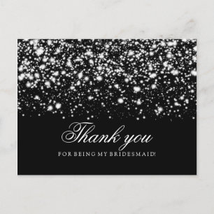 Cartão Postal Obrigado Bridesmaid Silver Midnight Glam