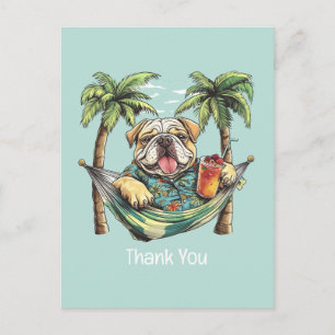 Cartão Postal Obrigado Bulldog Inglês em Top Havaiano