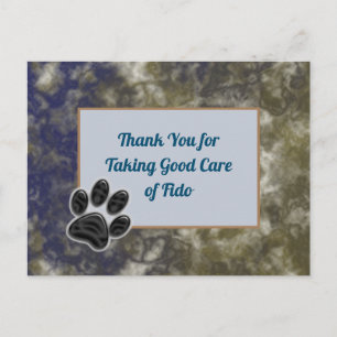 Cartão Postal Obrigado Cachorro Andador Dourado Azul Abstrato Pe