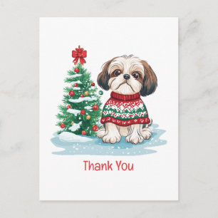 Cartão Postal Obrigado Cachorro Shih Tzu Natal