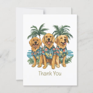 Cartão Postal Obrigado Camisas Havaianas de Cachorros Retriever 