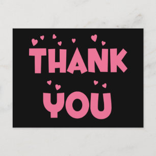 Cartão Postal Obrigado Cartão-Postal De Coração Rosa E Preto