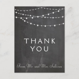 Cartão Postal Obrigado, cartazes de cartazes, luzes no quadro