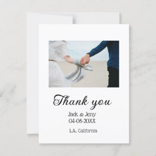 Cartão Postal Obrigado casal de casamento moderno simples mensag