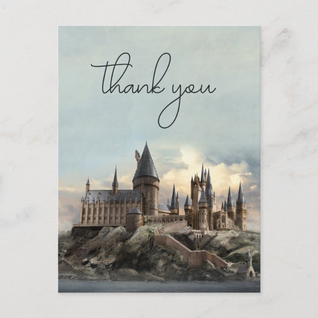 Cartão Postal Obrigado Casamento Castelo Hogwarts Harry Potter (Frente)