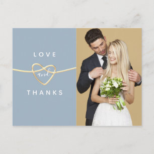 Cartão Postal Obrigado Casamento Foto Azul Empoeirado
