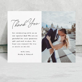 Cartão Postal Obrigado Casamento Foto Moderno Minimalista Script