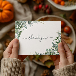 Cartão Postal Obrigado Chá de Bebê Eucalipto Aquarela